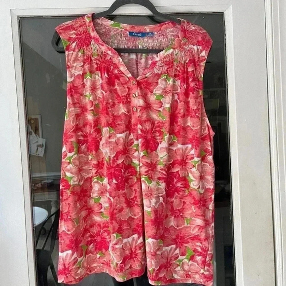 Fresh Hibiscus Pink tank size 2x - Picture 1 of 3